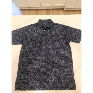 FootJoy Golf Polo Shirt Mens Medium Navy Blue Martini Glassware Short Sleeve L